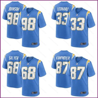 Yx NFL เสื้อยืดลําลอง แขนสั้น คอกลม พิมพ์ลาย Los Angeles Game Jersey Salyer Kampmoyer Leonard Johnson Football พลัสไซซ์