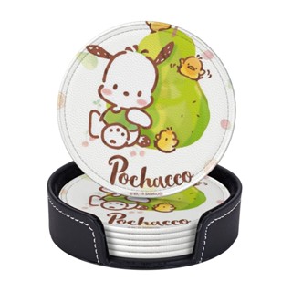 Sanrio ที่รองแก้วหนัง ลาย Pochacco พร้อมที่จับ ป้องกันเฟอร์นิเจอร์ รอยขีดข่วน และความเสียหาย 6 ชิ้น