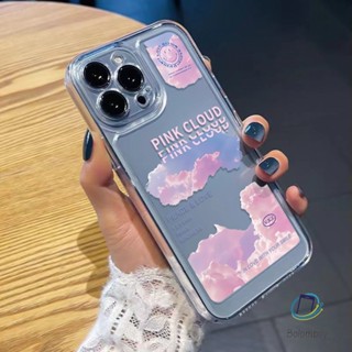 โปร่งใสเคสโทรศัพท์ สําหรับไอโฟน 11 12 13 14 15 Pro Max 7 8 Plus XR X XS MAX SE เมฆสีชมพู เปลือกกันกระแทกนุ่ม