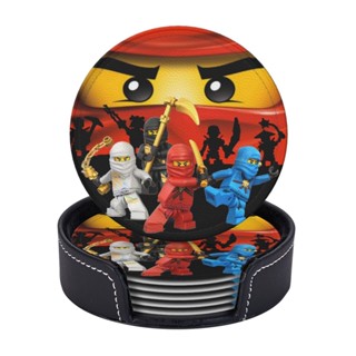 Ninjago ที่รองแก้ว แบบหนัง พร้อมที่จับ ป้องกันรอยขีดข่วน และความเสียหาย สําหรับเฟอร์นิเจอร์ 6 ชิ้น