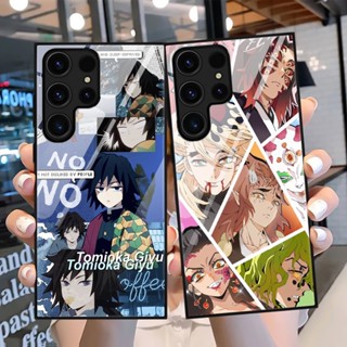 เคสโทรศัพท์มือถือกระจกนิรภัย แบบแข็ง กันกระแทก ลายการ์ตูนอนิเมะดาบพิฆาตอสูร สําหรับ Samsung S23 Ultra S22 S21 FE S20 Plus A54 A53 5G A23 A14 A13 A72 A03