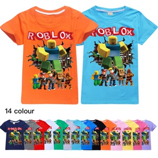 เสื้อยืดแขนสั้นลําลอง คอกลม พิมพ์ลายการ์ตูน Roblox แฟชั่นฤดูร้อน สําหรับเด็กผู้ชาย