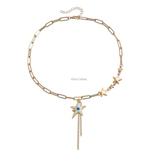 Ch*【พร้อมส่ง】สร้อยคอโซ่ จี้รูปดาว ปีศาจ ประดับพู่ สําหรับผู้หญิง