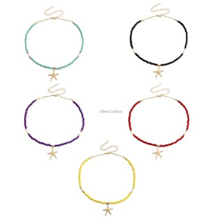 Ch*【พร้อมส่ง】สร้อยคอโช้กเกอร์ จี้รูปปลาดาว ประดับลูกปัด สไตล์โบฮีเมียน เครื่องประดับแฟชั่น