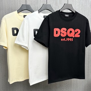 Dsquared2 เสื้อยืดแขนสั้น ผ้าฝ้าย พิมพ์ลาย DSQ ทรงหลวม สไตล์มินิมอล แฟชั่นฤดูร้อน สําหรับผู้ชาย