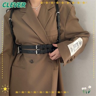 Clever เข็มขัดหนัง PU สายโซ่ ปรับได้ สไตล์พังก์ ฮาโลวีน สําหรับผู้หญิง ปาร์ตี้ คอสเพลย์ ออกเดท