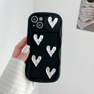 เคสซิลิโคนนิ่ม ลายหัวใจ 3D ป้องกันกล้อง สําหรับ IPhone 11 12 13 14 Pro Max Plus 14pro 13Pro 12Pro 14Promax 13Promax 12Promax