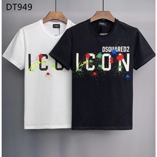 เสื้อยืดแขนสั้น ผ้าฝ้าย พิมพ์ลายไอคอน Dsquared2 สีสเปรย์ ใส่สบาย แฟชั่นสําหรับผู้ชาย