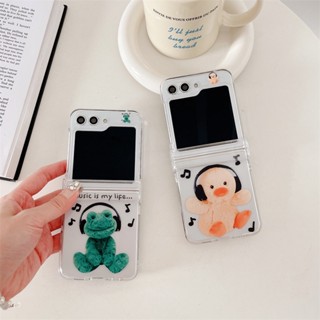 3in1 เคสโทรศัพท์มือถือแบบแข็ง ใส ลายการ์ตูนกบ เป็ด สําหรับ Samsung Galaxy Z Flip 5 4 3 5G Z Flip5 Flip4 Flip3