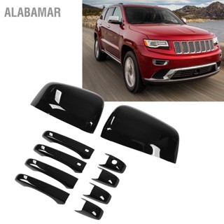 ALABAMAR 10PCS รถด้านนอกประตู Trim Bright กระจกมองหลังสีดำเปลี่ยนสำหรับ Jeep Grand Cherokee WK2 WL