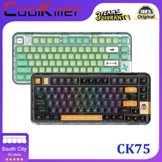 Coolkiller CK75 คีย์บอร์ดบลูทูธไร้สาย สามโหมด สีโปร่งใส