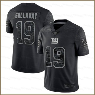 เสื้อยืดกีฬาแขนสั้น ลายทีมชาติฟุตบอล New York Giants Kenny Golladay RFLCTV พลัสไซซ์ สีดํา