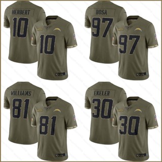 Qy 2022 เสื้อยืดลําลอง แขนสั้น พิมพ์ลาย NFL Los Angeles Jersey Bosa Ekeler Williams Herbert Salute To Service พลัสไซซ์