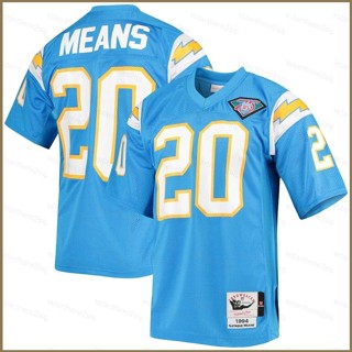 Qy NFL เสื้อยืดลําลอง แขนสั้น คอกลม พิมพ์ลาย Los Angeles Game Jersey Natrone Means Retired Player พลัสไซซ์