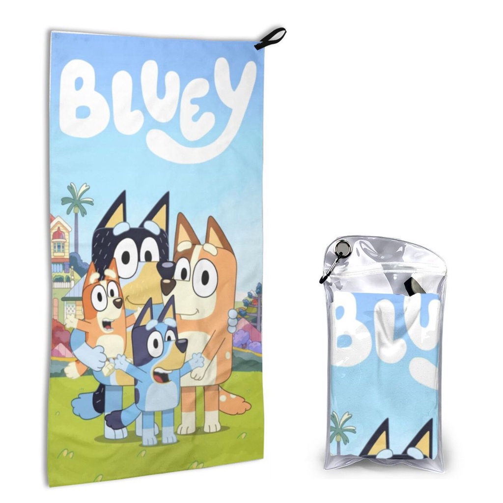 Bluey Quick-drying 40*80 ซม.(16*31.5in) ผ้าขนหนูกีฬากลางแจ้งแบบพกพา Unisex ผ้าขนหนูดูดซับนุ่ม