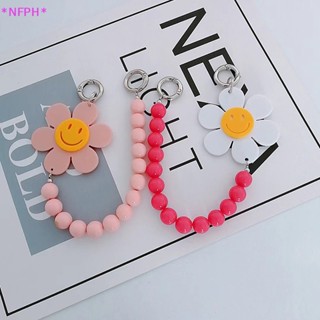 Nfph&gt; ใหม่ สายโซ่อะคริลิค ลายดอกไม้ หน้ายิ้ม ดอกทานตะวัน สําหรับคล้องโทรศัพท์มือถือ กระเป๋าเดินทาง เครื่องประดับ DIY