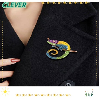 Clever เข็มกลัดแฟชั่น รูปกิ้งก่า สัตว์ กิ้งก่า โลหะผสม 4 สี สําหรับตกแต่งเสื้อผ้า