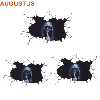 Augustus สติกเกอร์ติดผนัง ลายโครงกระดูก กะโหลก ฮาโลวีน สําหรับตกแต่งรถยนต์ รถจักรยานยนต์