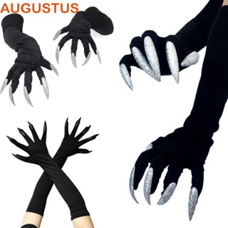 Augustus ถุงมือคอสเพลย์ฮาโลวีน สีดํา สีเงิน สําหรับผู้หญิง