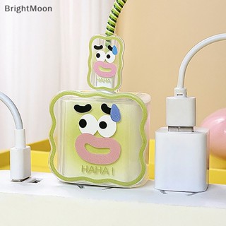 Brightmoon ชุดเคสอะแดปเตอร์สายชาร์จ 18W 20W แบบใส ลายการ์ตูนน่ารัก สําหรับโทรศัพท์มือถือ