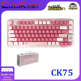 Coolkiller ck75 ขายดี ปะเก็นคีย์บอร์ดบลูทูธไร้สาย RGB มีไฟแบ็คไลท์ สีชมพู สําหรับเล่นเกม