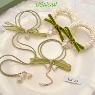 Usnow ยางรัดผมหางม้า แบบยืดหยุ่น กันลื่น ลายดอกไม้ แฟชั่นฤดูร้อน