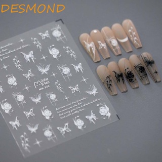 Desmond สติกเกอร์ตกแต่งเล็บ ลายผีเสื้อ ดอกไม้ ดาว หรูหรา DIY