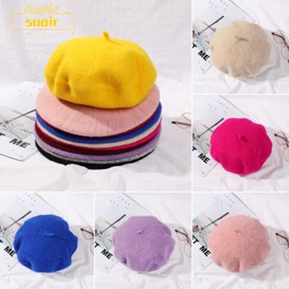 Suair หมวกเบเร่ต์ ผ้าวูล สีพื้น ลายฟักทอง สําหรับแม่ และลูก