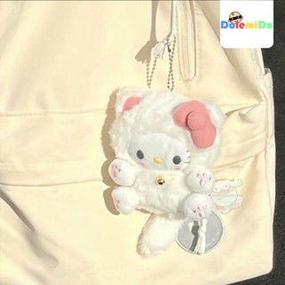 พวงกุญแจหนัง จี้ตุ๊กตา Hello Kitty ขนาดเล็ก สีชมพู สําหรับผู้หญิง