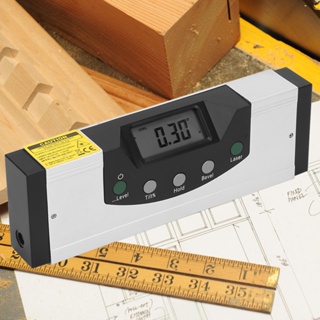 Tool House.ay ไม้บรรทัดวัดระดับแม่เหล็กแบบเลเซอร์สีแดง Digital LCD Protractor Inclinometer Spirit Level