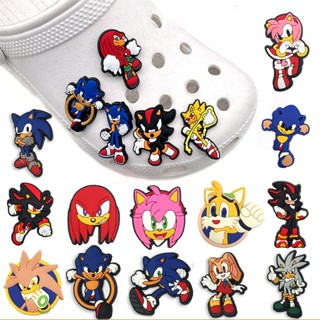 จี้การ์ตูนอนิเมะ Jibbits Sonic The Hedgehog Jibitz Crocks เครื่องประดับ สําหรับตกแต่งรองเท้าเด็ก