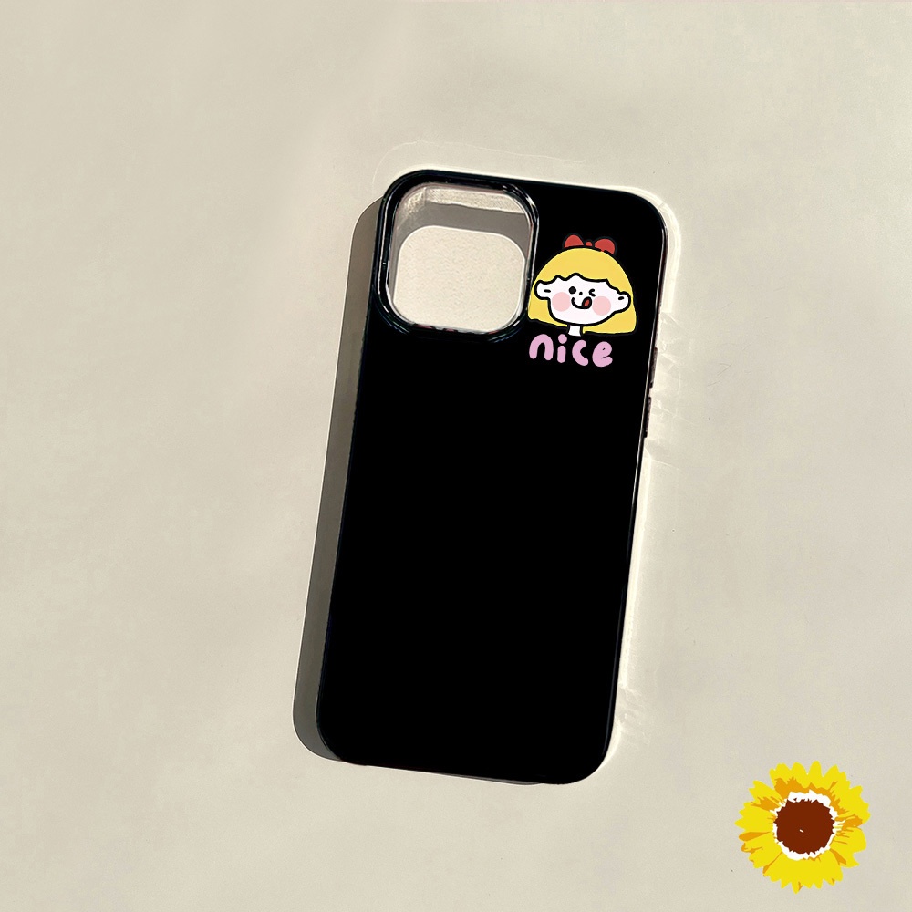 JellyสีดำNice Girl SoftสำหรับIPhone 11 12 13 14 15 Pro Max 7 8 Plus XS Max XR X SE 2 ฝาครอบป้องกันปลอกซิลิโคน