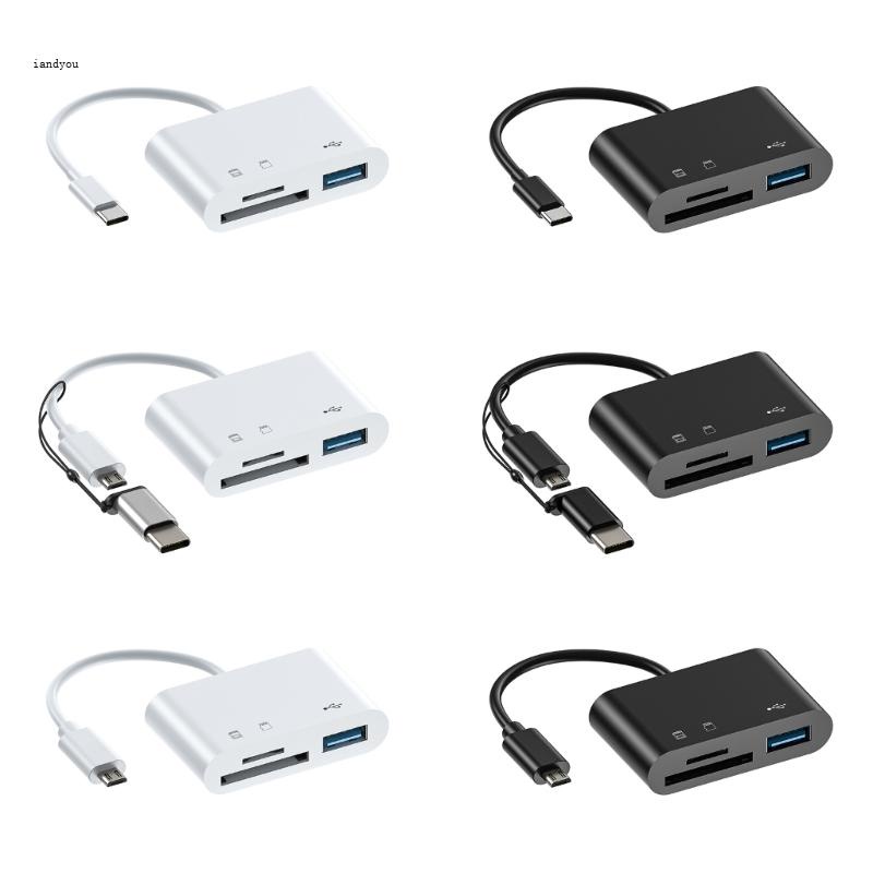 แฟลชไดรฟ์ OTG HUB Type-C SD TF ความเร็วสูง ขนาดเล็ก 5 In 1