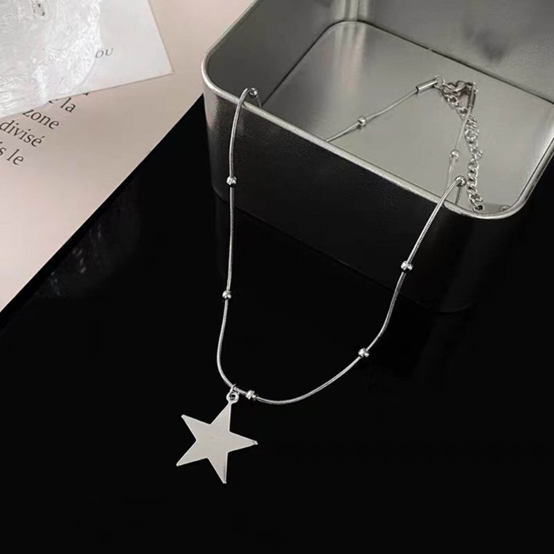Char Y2k Style Star Pendant Necklace Round Bead Necklace วัสดุสแตนเลส