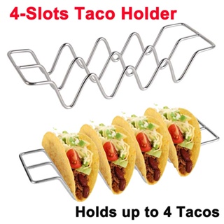 2PCS Stianless Steel 4-Slots Taco Holder Kitchen Food Storage Stand Racks NEW