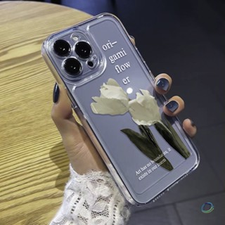 โปร่งใสเคสโทรศัพท์ สําหรับไอโฟน 11 12 13 14 15 Pro Max 7 8 Plus XR X XS MAX SE ดอกไม้โอริกามิ เปลือกกันกระแทกนุ่ม