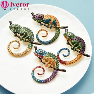 Lveror เข็มกลัดแฟชั่น รูปกิ้งก่า สัตว์ กิ้งก่า หลากสีสัน 4 สี สําหรับตกแต่งเสื้อผ้า