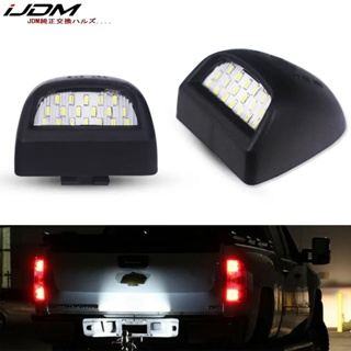 Ijdm หลอดไฟซีนอน LED 6000K 18-SMD สีขาว สําหรับติดป้ายทะเบียนรถยนต์ Cadillac Escalade Chevrolet Chevy Avalanche Silverado Suburban Tahoe GMC Sierra Yukon 1500 2500 3500 HD 12V-24V 2 ชิ้น