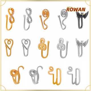 Rowans จิวจมูกปลอม แบบคลิปหนีบ ประดับคริสตัล สไตล์แอฟริกัน