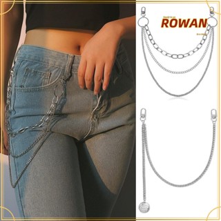 Rowans สายโซ่คล้องกางเกงยีน 3 ชั้น สไตล์ฮิปฮอป พังก์ แฟชั่น