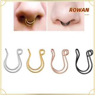 Rowans แหวนจมูกปลอม แบบสองชั้น สีทอง แฟชั่น