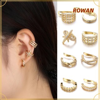 Rowans CZ ต่างหูเพทาย ไม่ต้องเจาะหู อุปกรณ์เสริม สําหรับงานปาร์ตี้