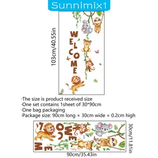 [Sunnimix1] สติกเกอร์ติดผนัง ลาย Welcome ช้าง ลิง เสือ สิงโต สําหรับตกแต่งบ้าน Diy