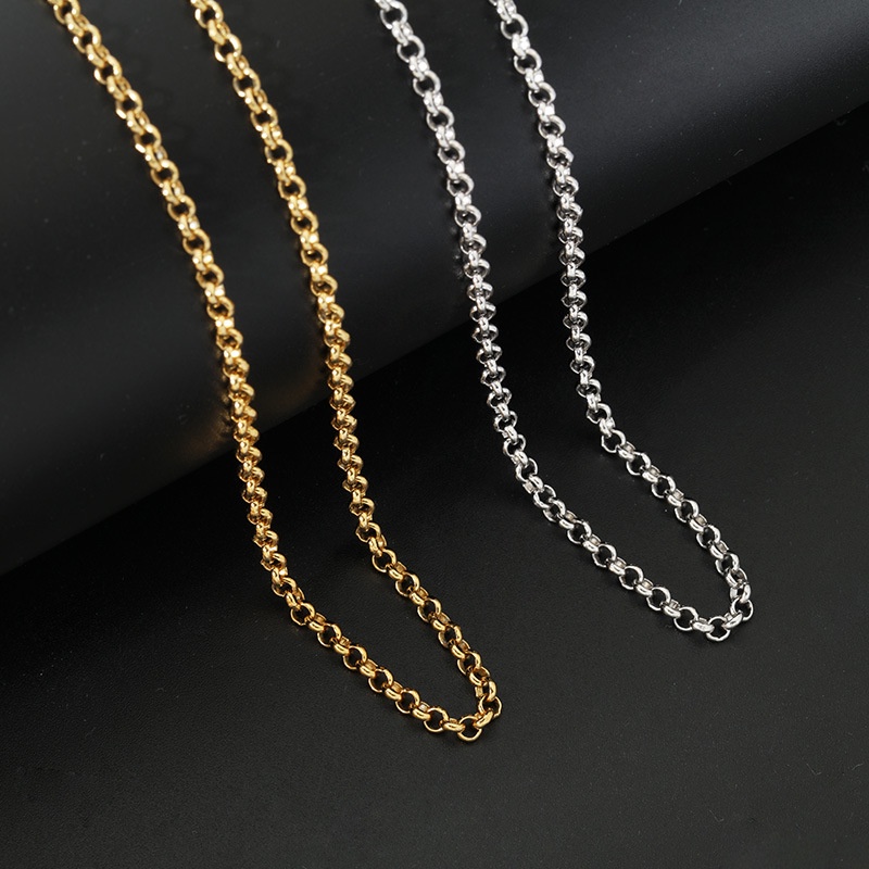18K Gold Chain S925 สร้อยคอเงินไข่มุกผู้ชายวงกลม O โซ่ 3.0 มม.หรูหราผู้หญิงอเนกประสงค์คู่เครื่องประด