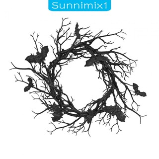 [Sunnimix1] พวงหรีดฮาโลวีน แฮนด์เมด ขนาด 45 ซม. สําหรับตกแต่งบ้าน ประตู หน้าต่าง และระเบียง