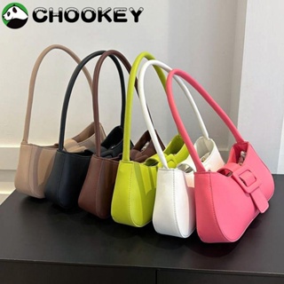 Chookey กระเป๋าถือ กระเป๋าสะพายไหล่ หนัง PU สีพื้น สําหรับผู้หญิง