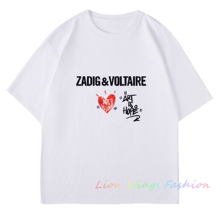 เสื้อยืดแขนสั้นลําลอง ผ้าฝ้าย ขนาดใหญ่ พิมพ์ลาย voltaire zadigS แฟชั่นฤดูร้อน สําหรับผู้ชาย และผู้หญิง