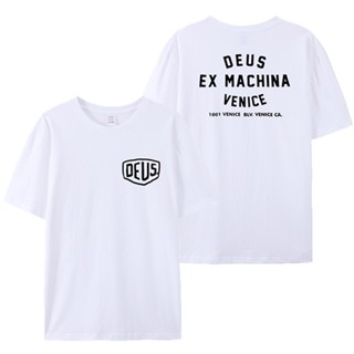 เสื้อยืดแขนสั้น ผ้าฝ้าย พิมพ์ลาย DEUS Ex Machina โอเวอร์ไซซ์ สไตล์วินเทจ แฟชั่นฤดูร้อน สําหรับผู้ชาย