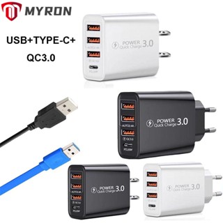 Myron อะแดปเตอร์พาวเวอร์ซัพพลายชาร์จเร็ว US USB TYPE-C QC3.0