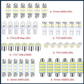 [BIN] ชุดหลอดไฟ LED 31 มม. 36 มม. 41 มม. T10 1157 12V 6000K แบบเปลี่ยน สําหรับภายในรถยนต์ 42 ชิ้น